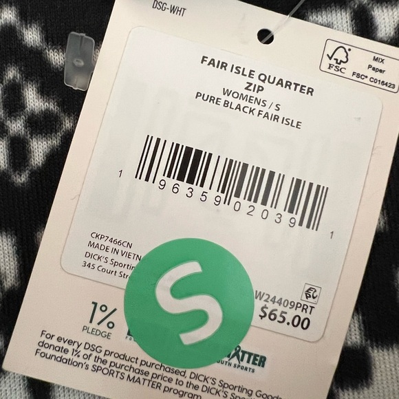 DSG Fair Isle Small Quarter Zip Black&White Snowflake Patterned Women's Fleece - Picture 8 of 9